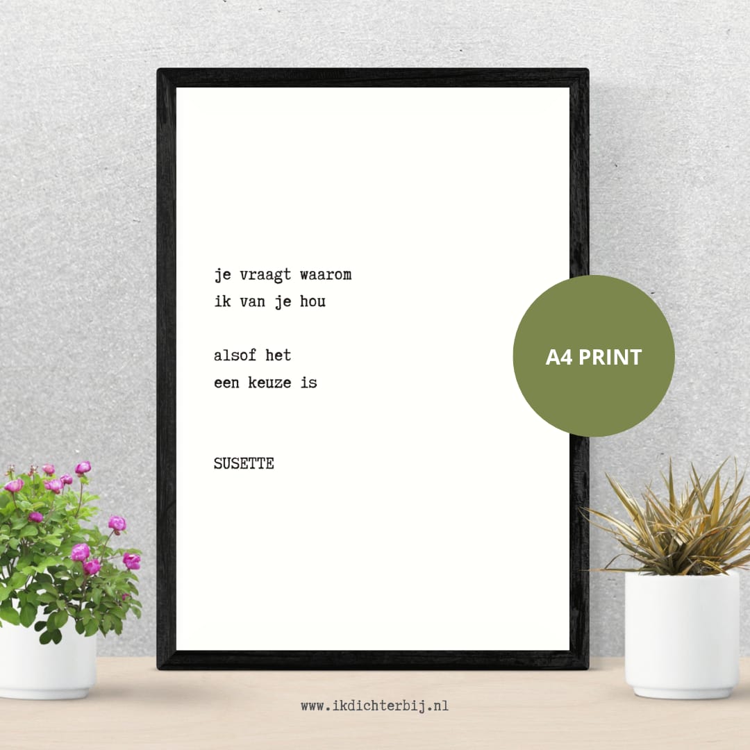 a4 poster tekst gedicht susette